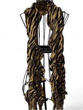 Women’s Y2K Black & Tan Zebra Print Scarf